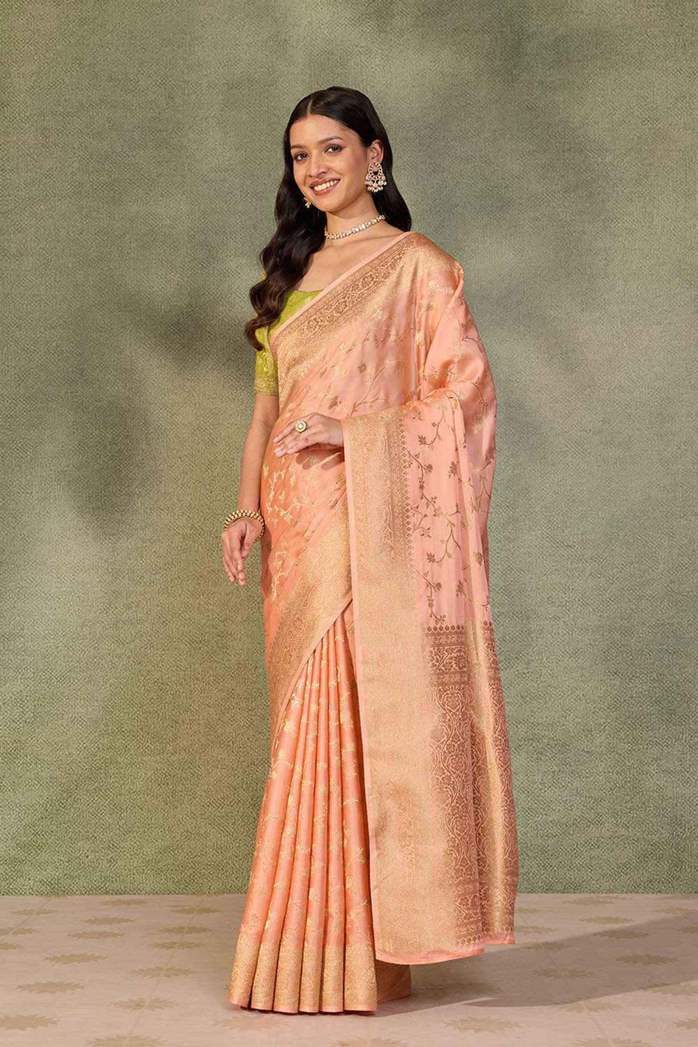Light Orange Woven Pure Viscose Saree image number null