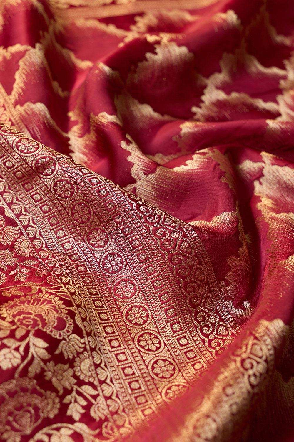 Dark Red Woven Pure Viscose Saree image number null