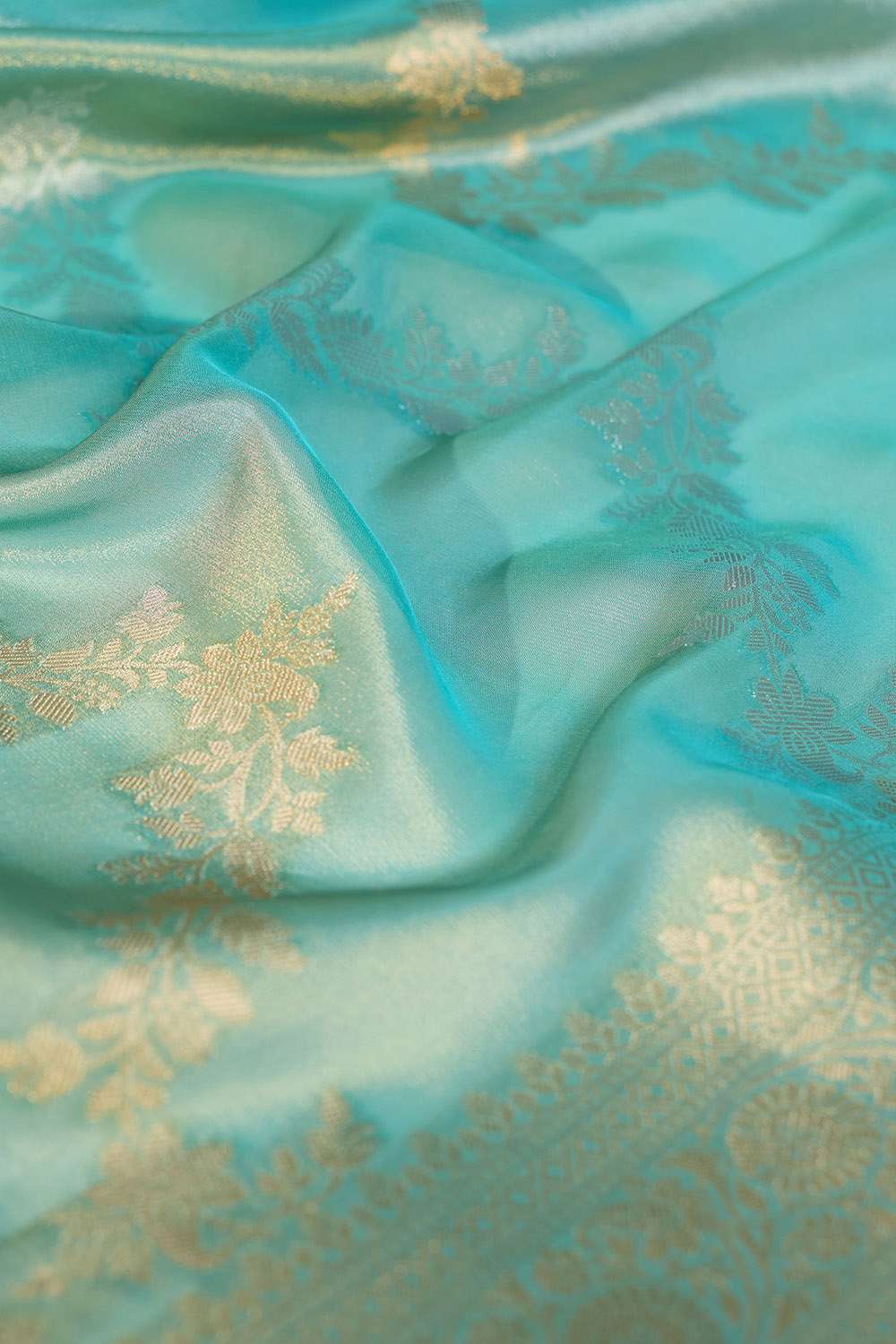 Light Blue   Woven Viscose Tissue Saree image number null