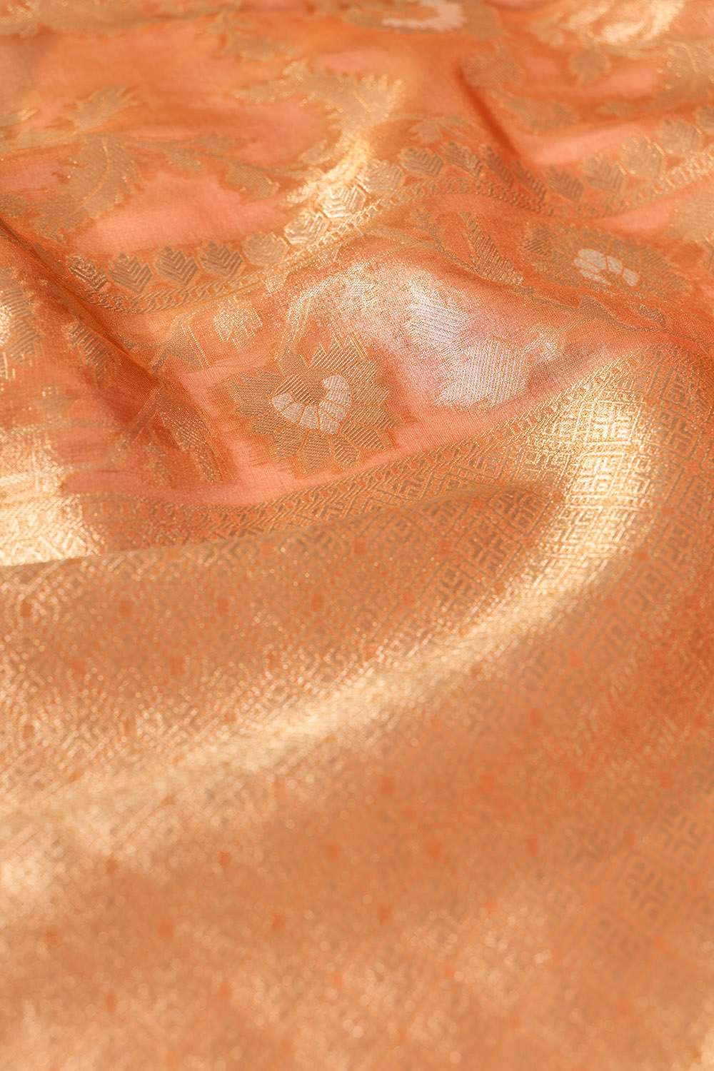 Orange Woven Viscose Tissue Saree image number null