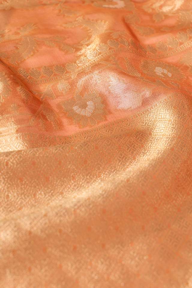 Orange Woven Viscose Tissue Saree thumbnail image number null