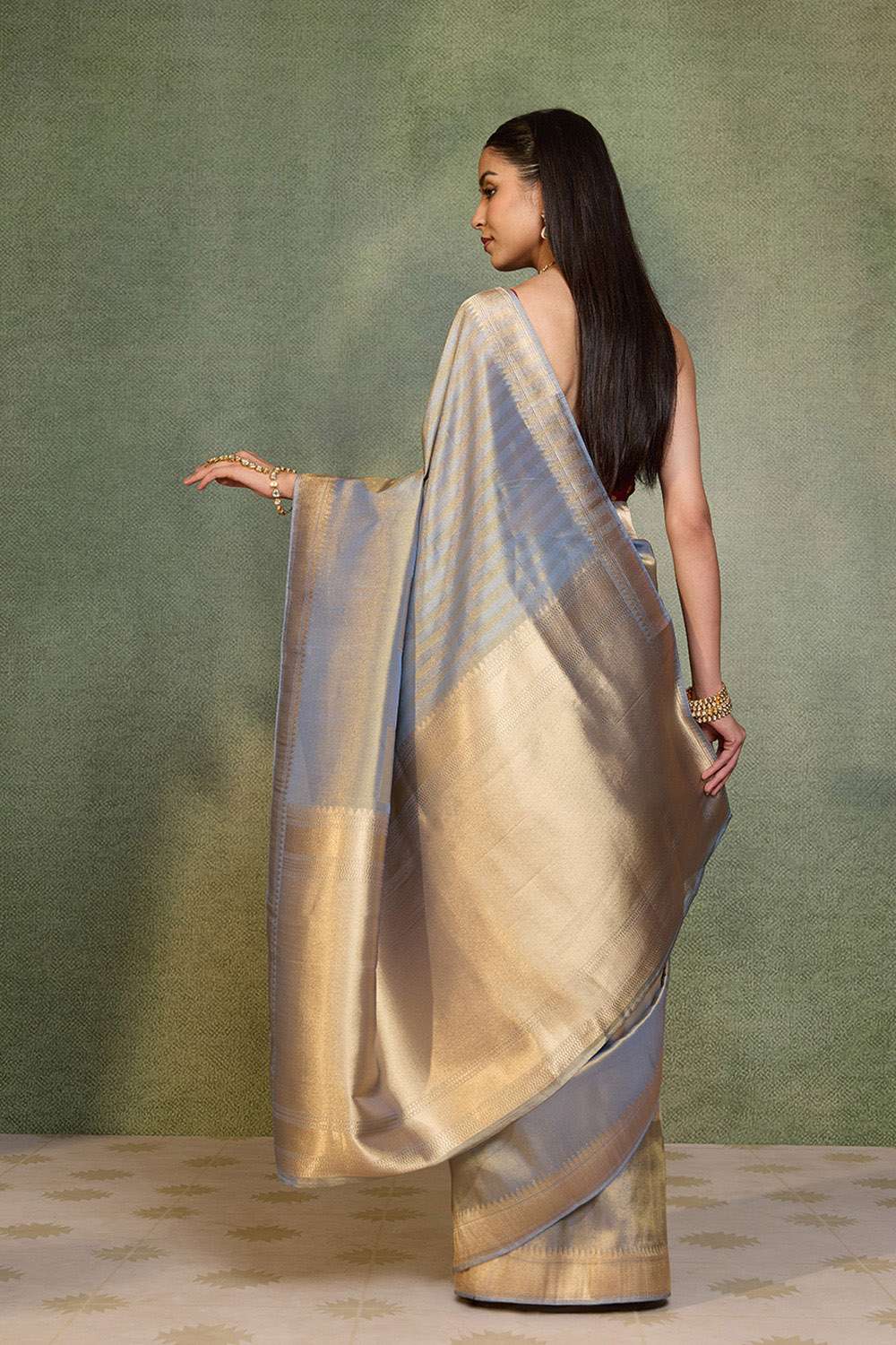 Light Blue Woven Viscose Tissue Saree image number null