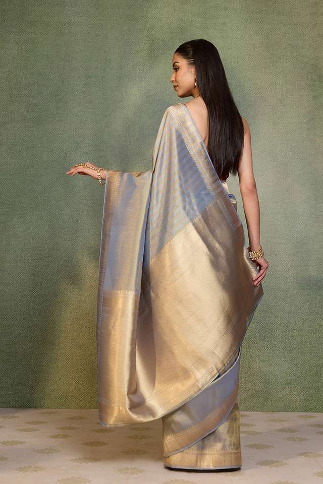 Light Blue Woven Viscose Tissue Saree thumbnail image number null