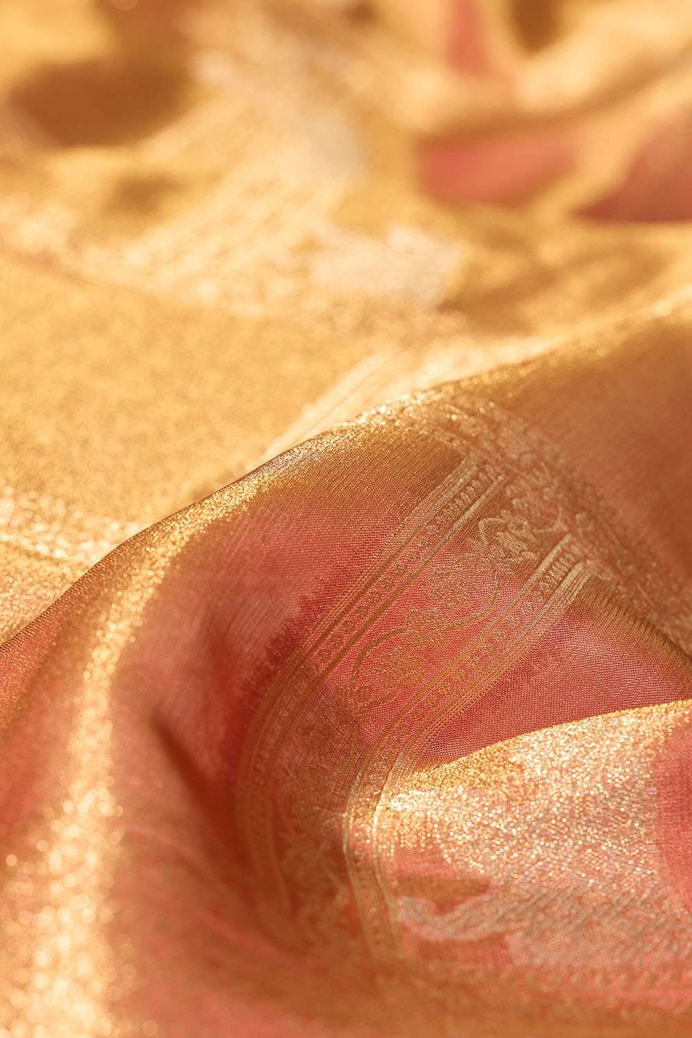 Pink Viscose Tissue Woven Saree image number null
