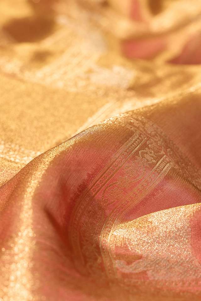 Pink Viscose Tissue Woven Saree thumbnail image number null