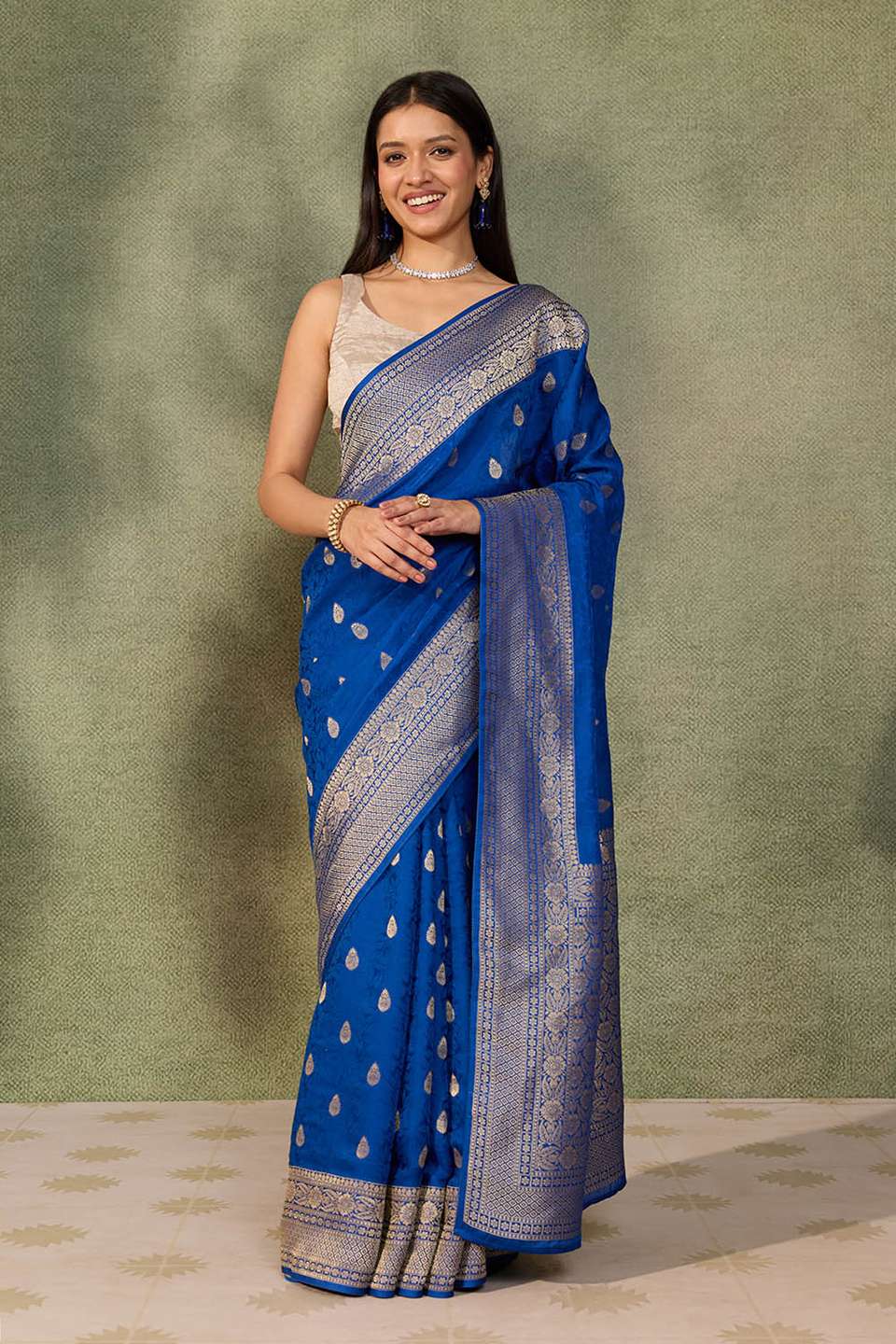 Blue Woven Pure Viscose Saree