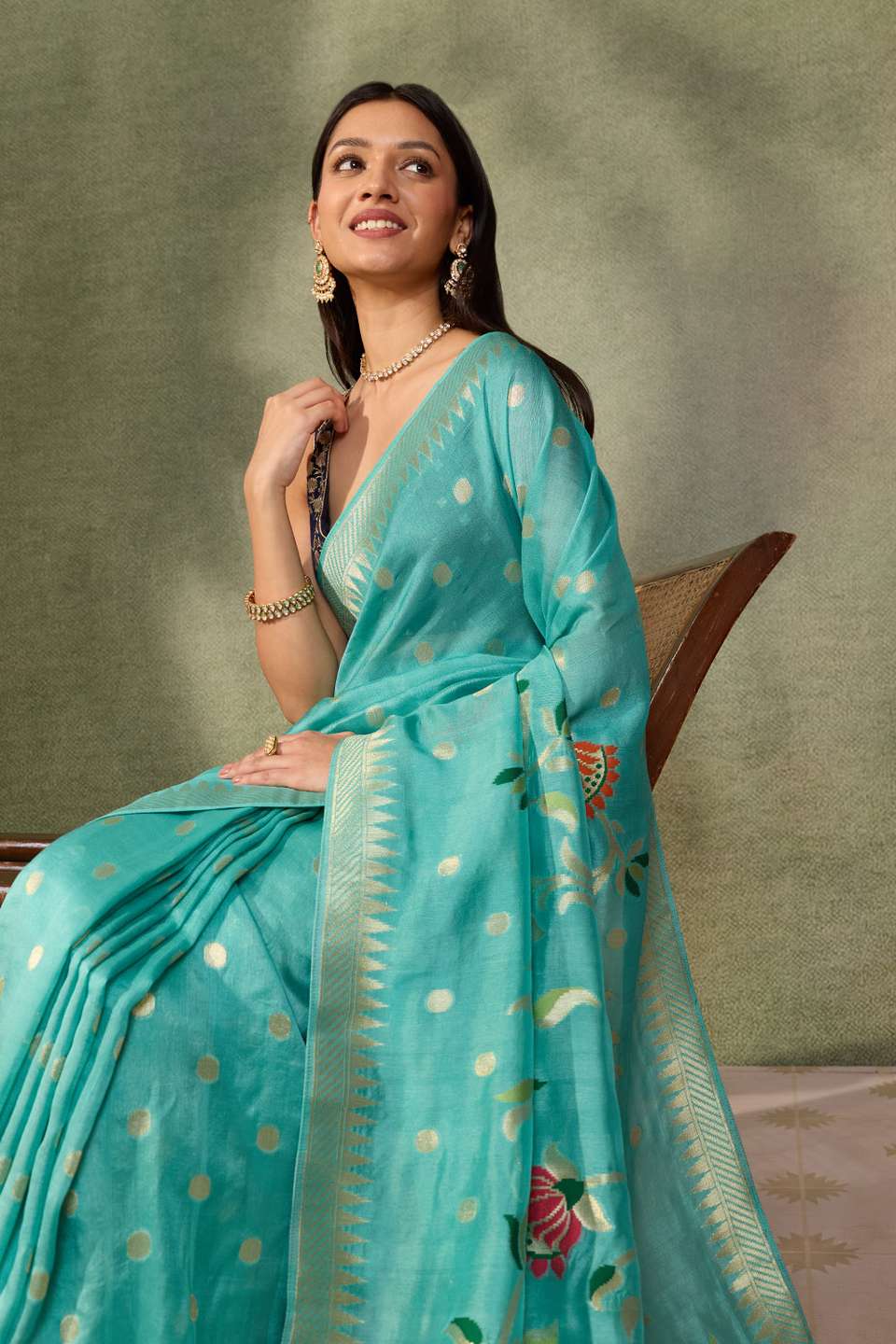 Blue Woven Pure Viscose Saree