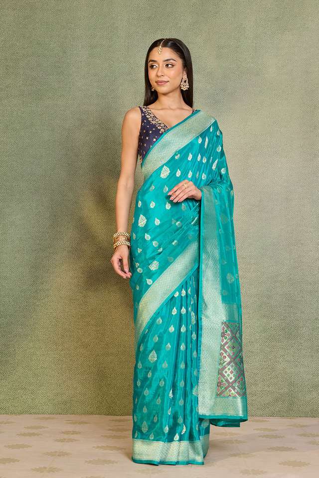 Blue Woven Pure Viscose Saree image number