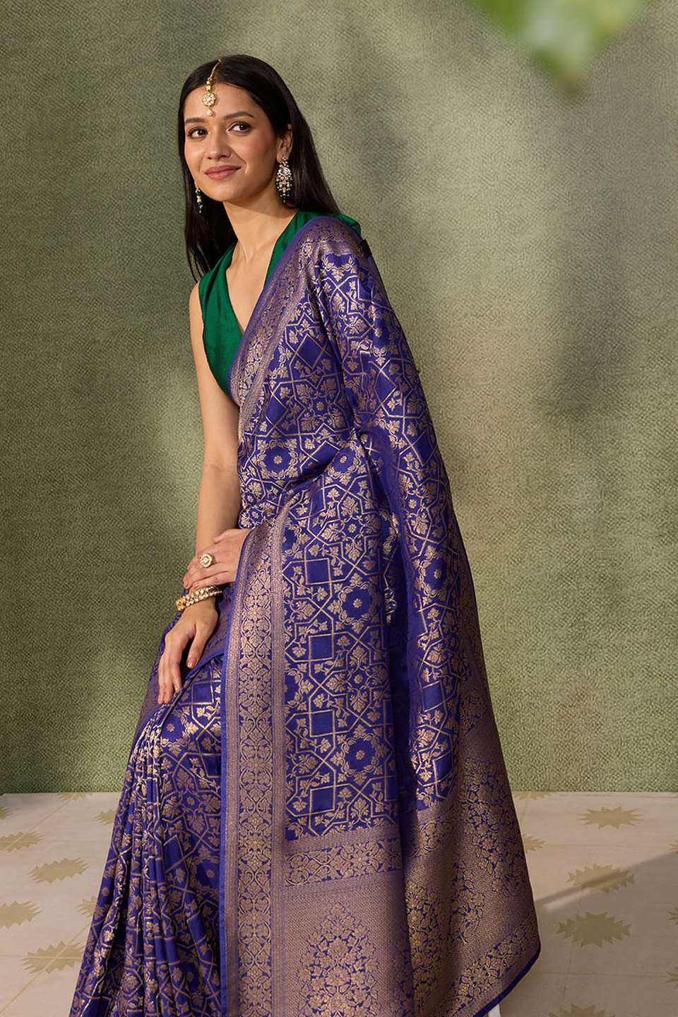 Dark Blue Woven Pure Viscose Saree