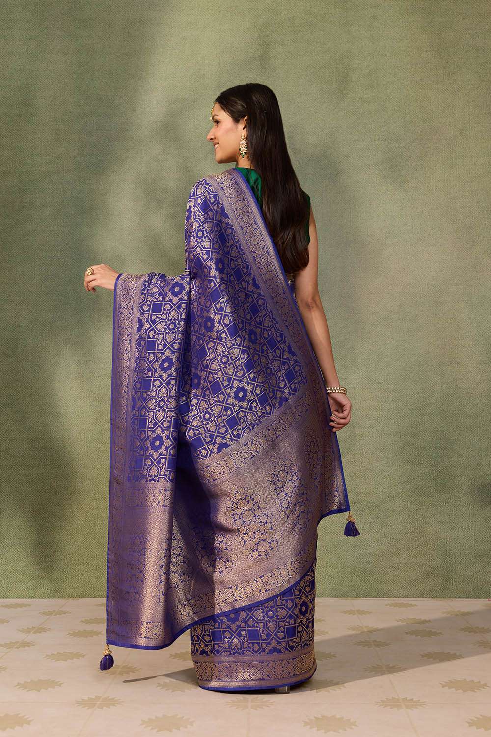 Dark Blue Woven Pure Viscose Saree image number null