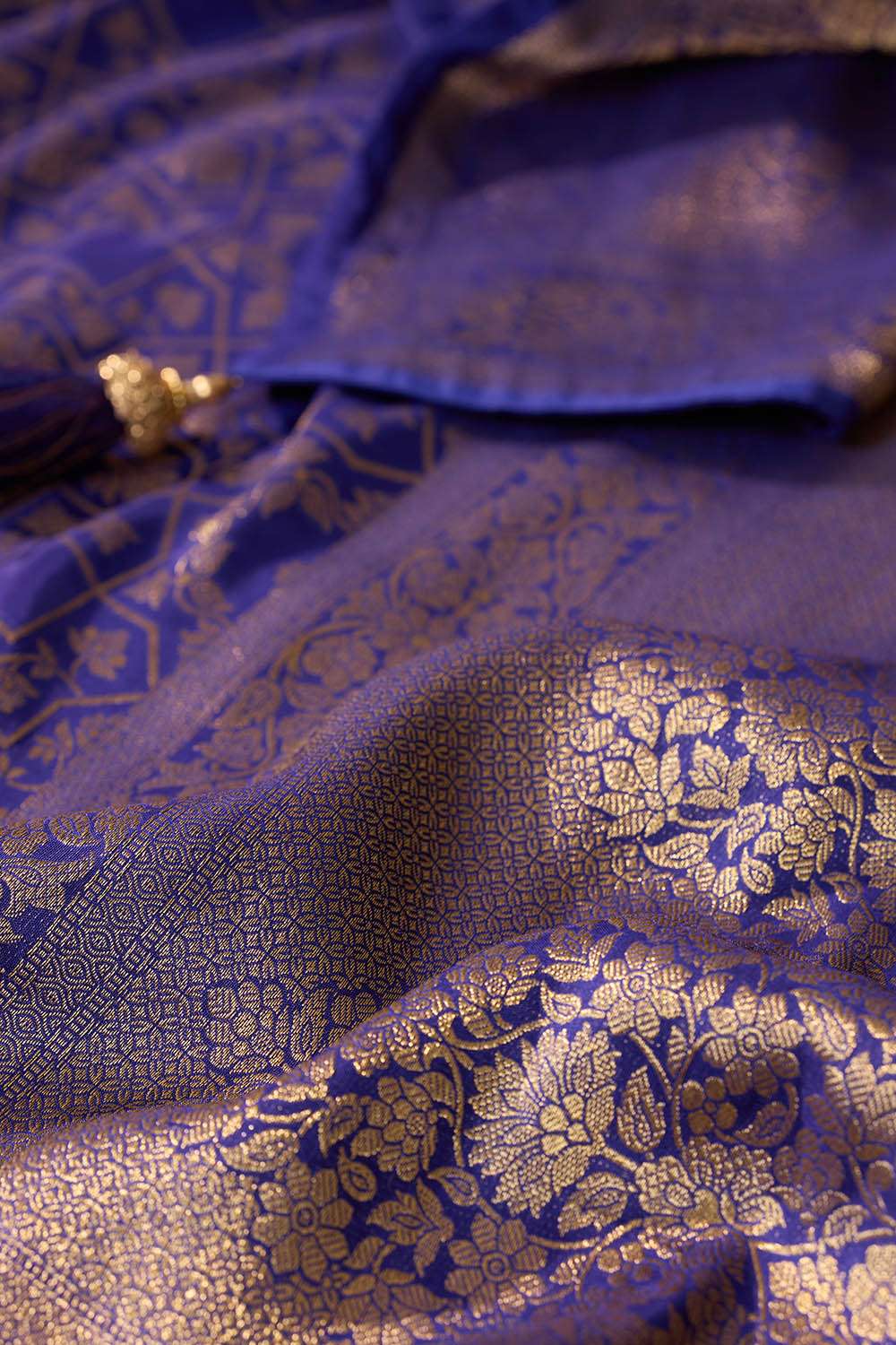 Dark Blue Woven Pure Viscose Saree image number null