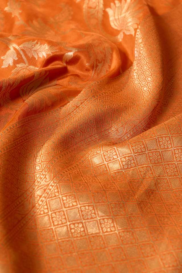 Orange Woven Pure Viscose Saree thumbnail image number null
