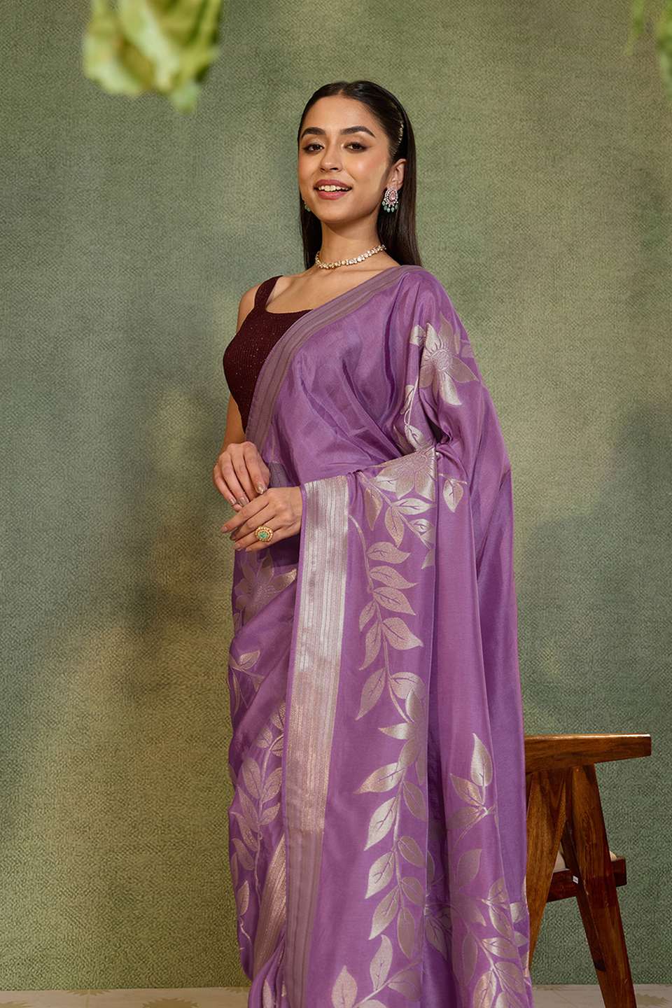 Violet Woven Pure Viscose Saree