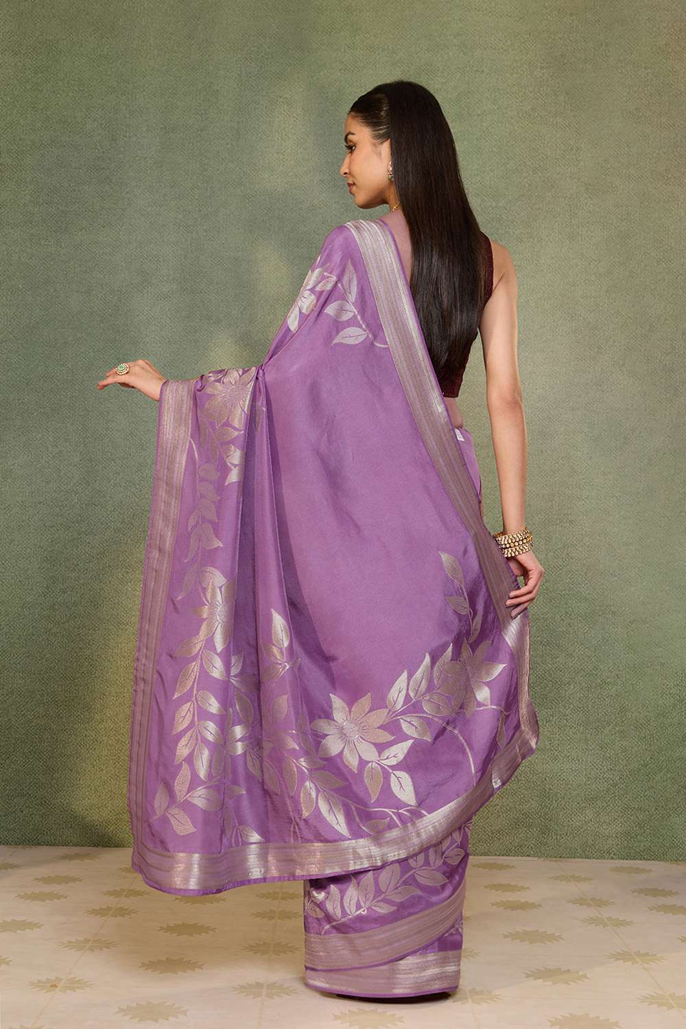 Violet Woven Pure Viscose Saree image number null