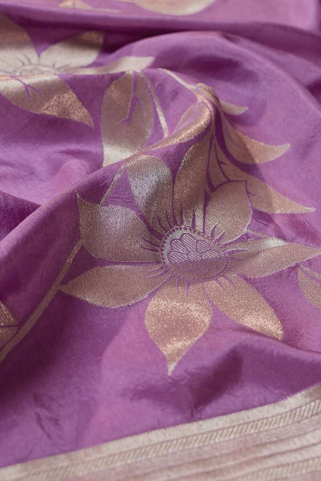 Violet Woven Pure Viscose Saree thumbnail image number null