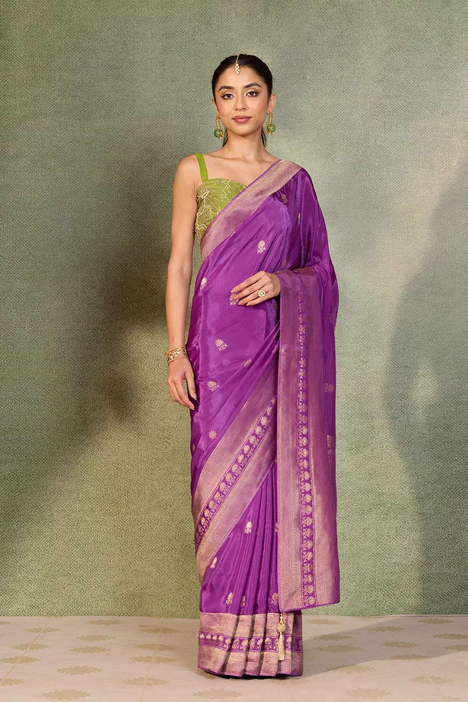 Purple Woven Pure Viscose Saree