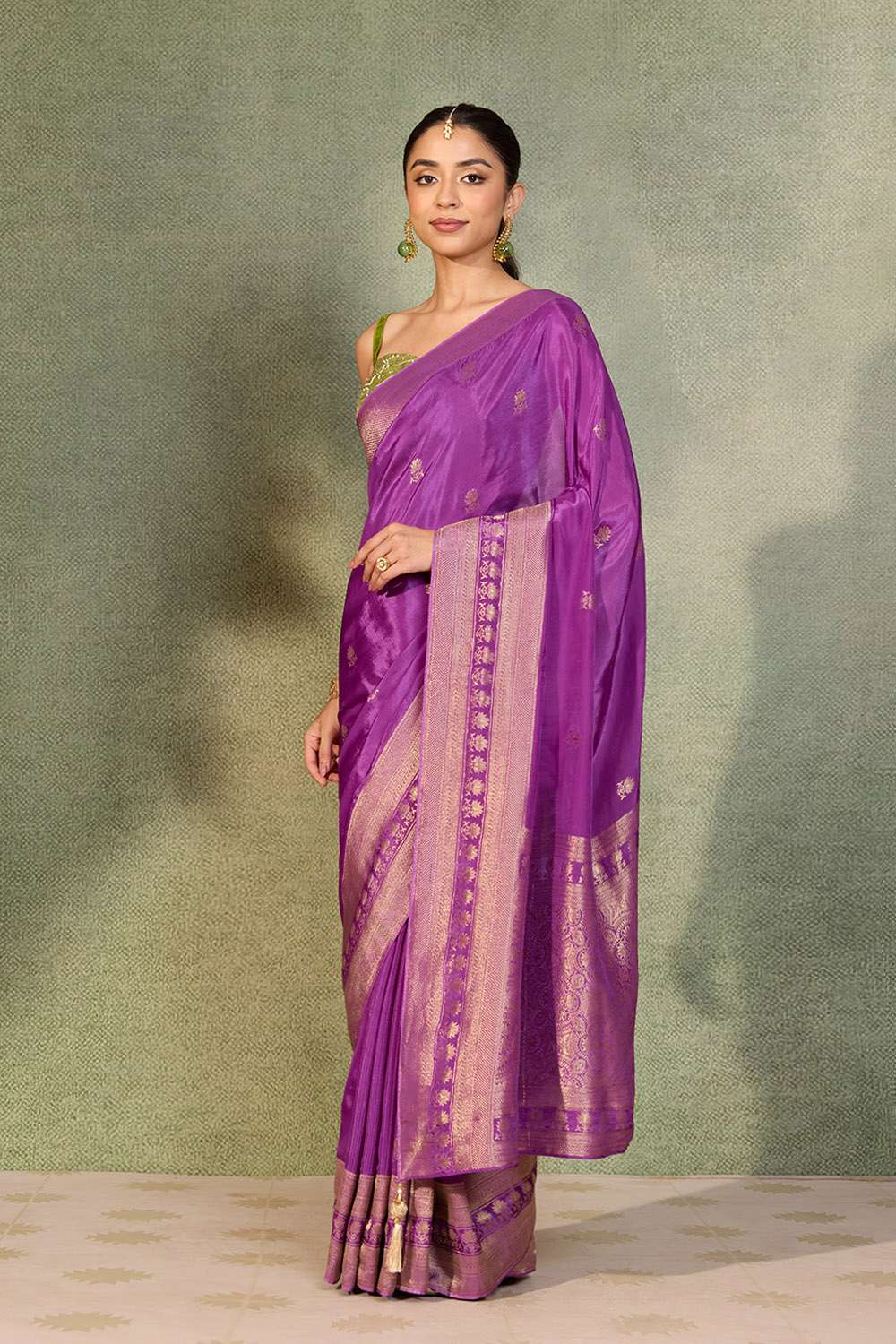 Purple Woven Pure Viscose Saree image number null