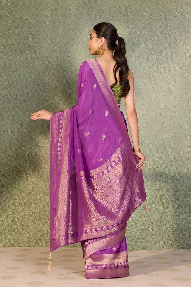 Purple Woven Pure Viscose Saree thumbnail image number null