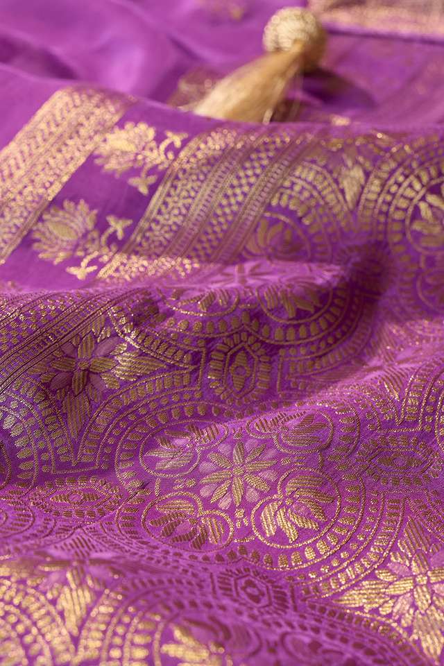Purple Woven Pure Viscose Saree thumbnail image number null
