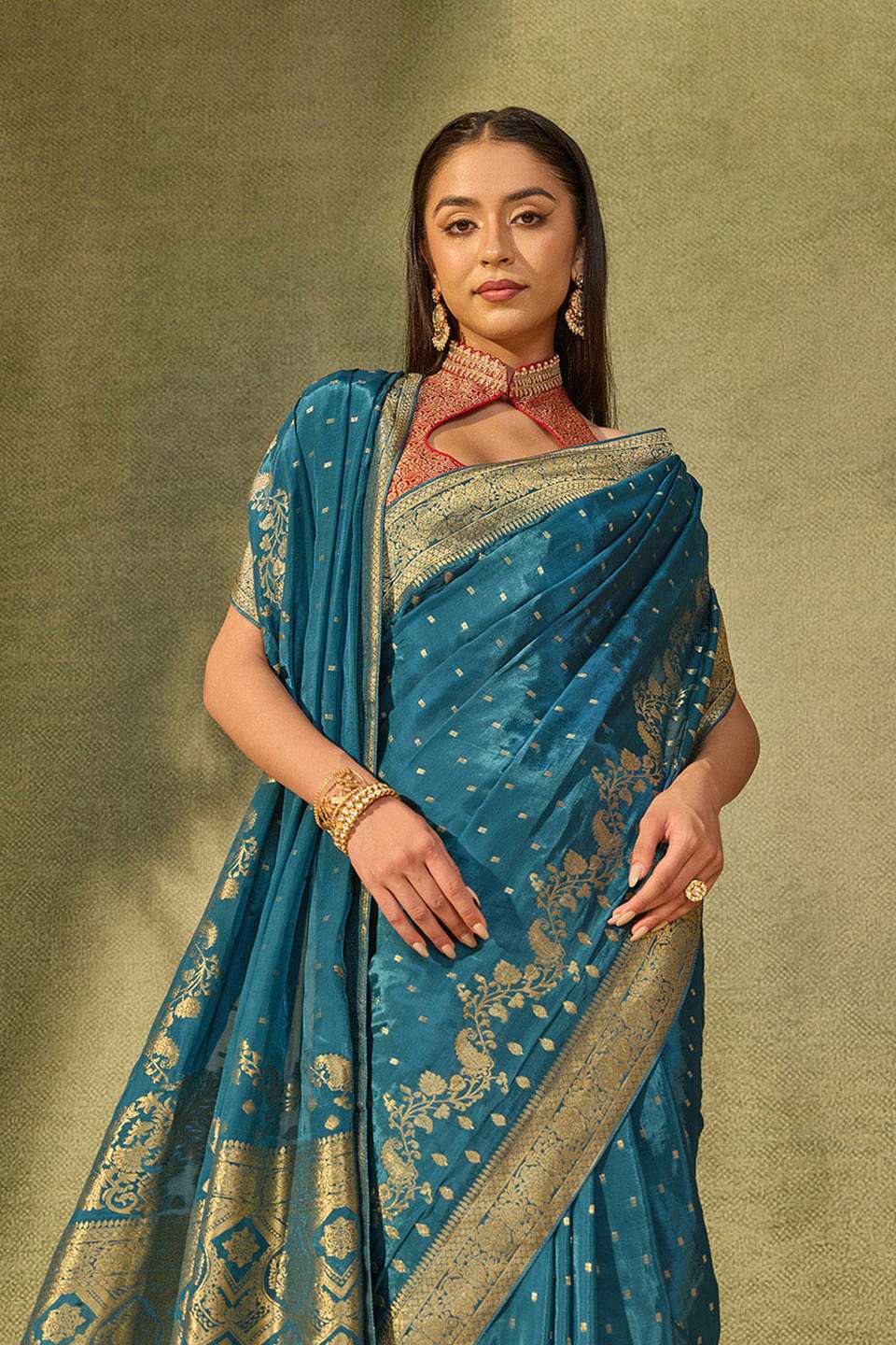 Blue Woven Pure Viscose Saree
