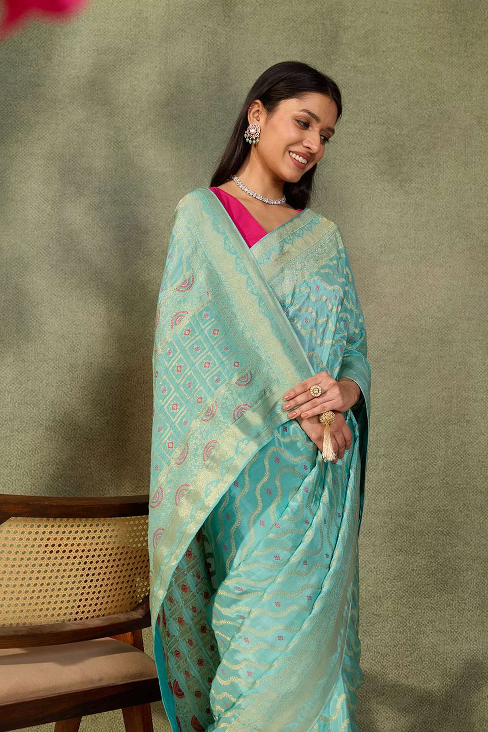 Light Blue Woven Pure Viscose Saree