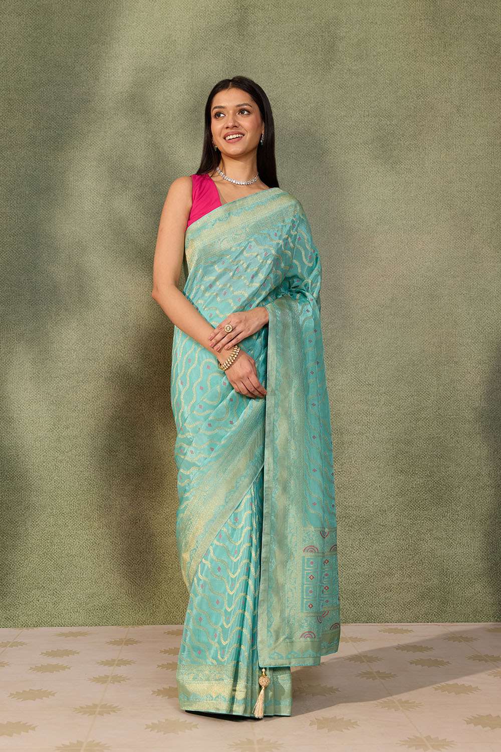 Light Blue Woven Pure Viscose Saree image number null