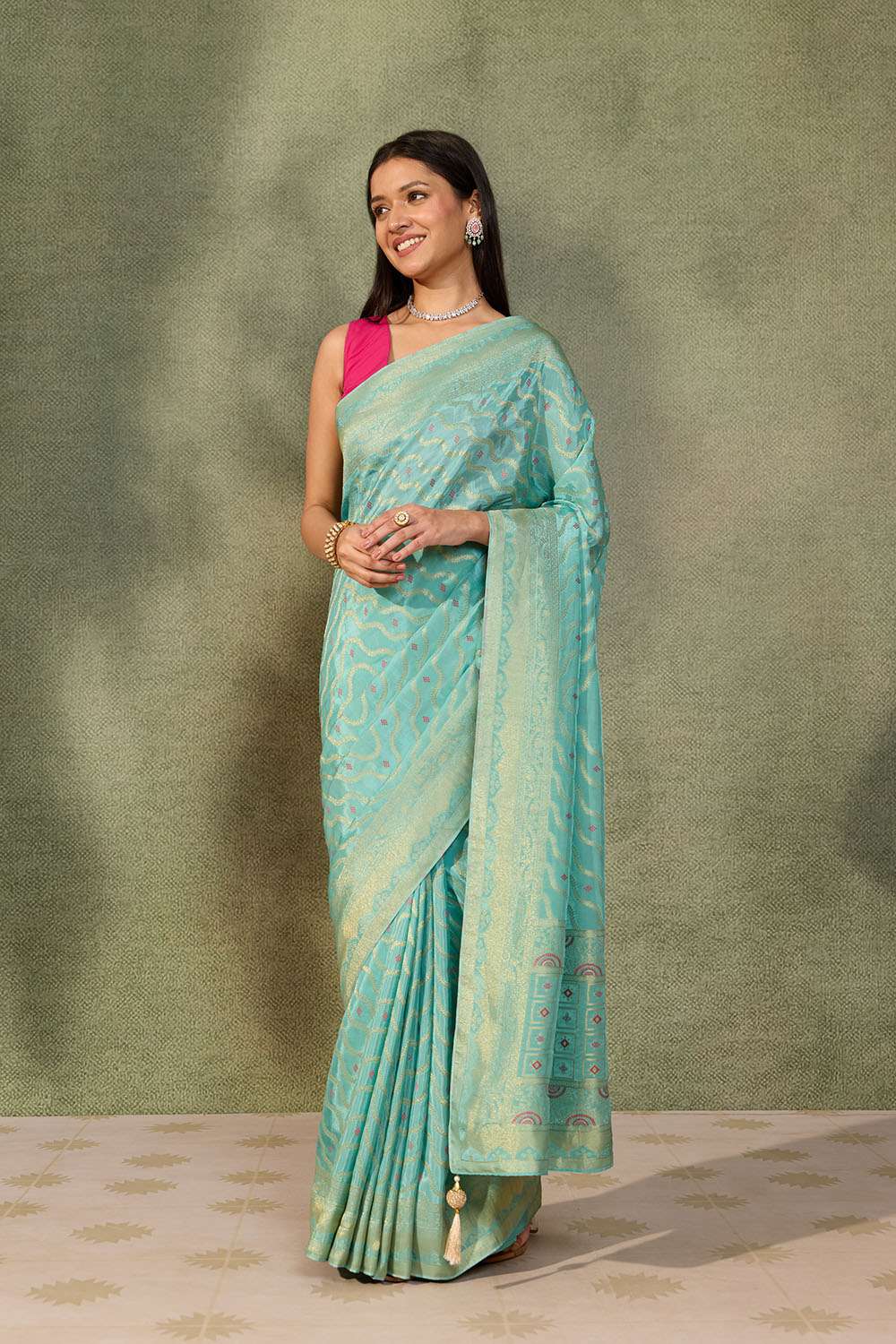 Light Blue Woven Pure Viscose Saree image number null