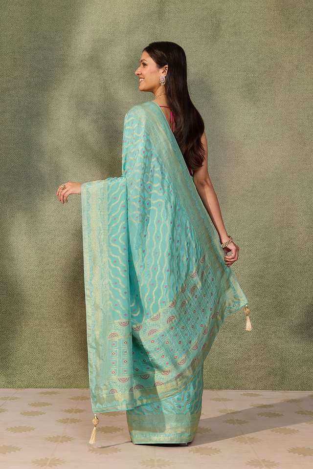 Light Blue Woven Pure Viscose Saree thumbnail image number null