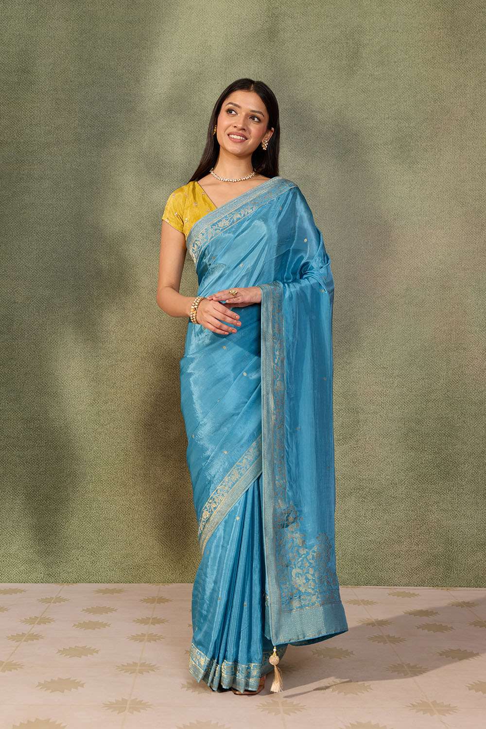 Blue Woven Pure Viscose Saree image number null