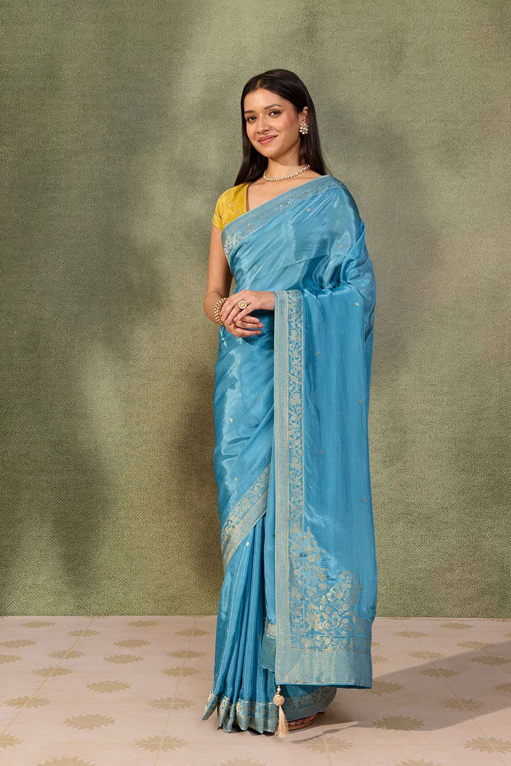 Blue Woven Pure Viscose Saree image number null