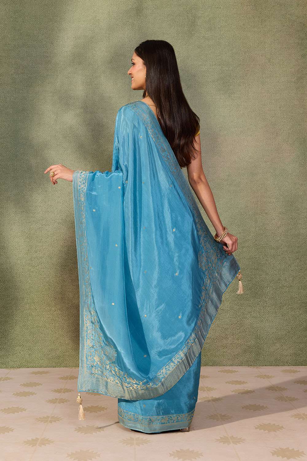 Blue Woven Pure Viscose Saree image number null