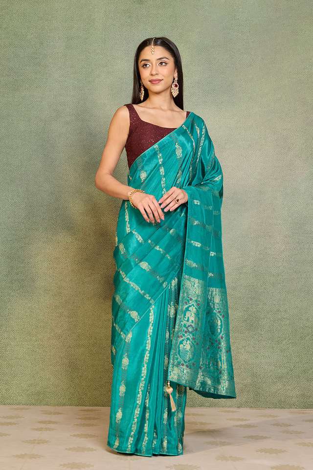 Blue Woven Pure Viscose Saree image number