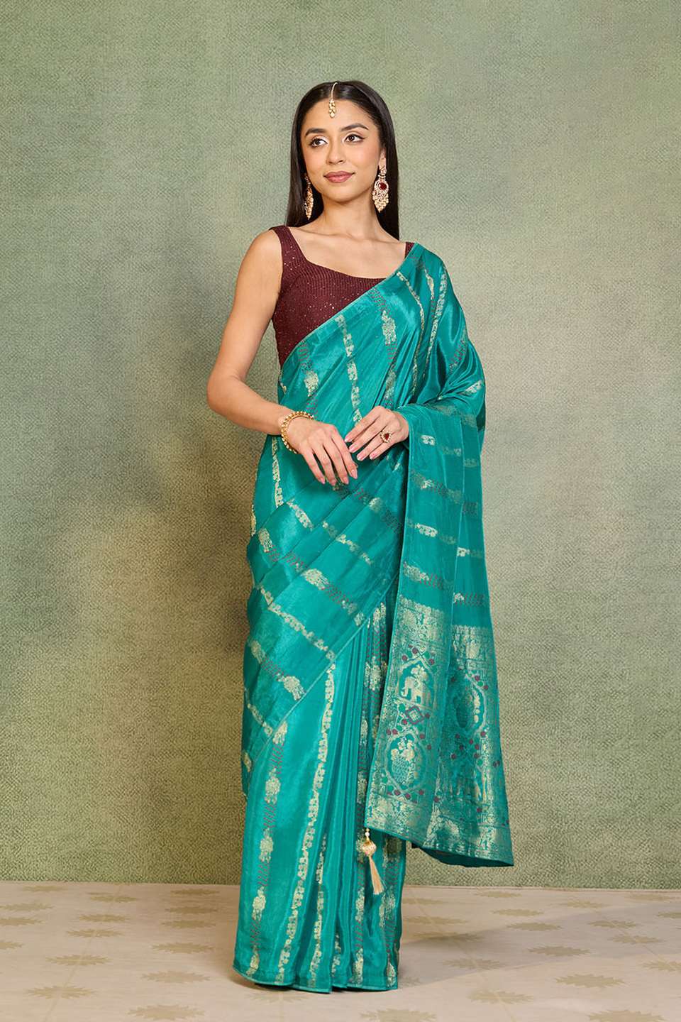 Blue Woven Pure Viscose Saree