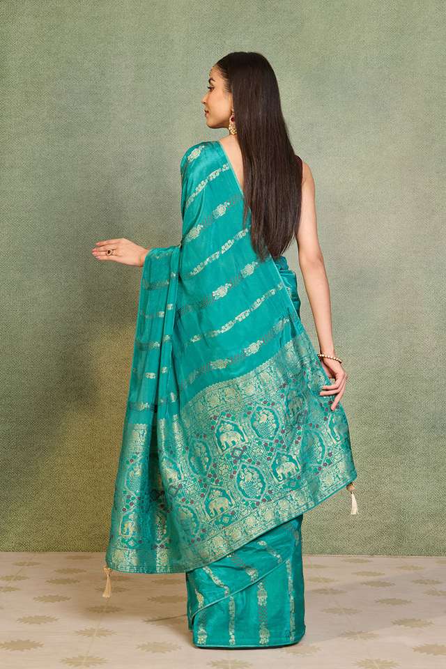 Blue Woven Pure Viscose Saree thumbnail image number null