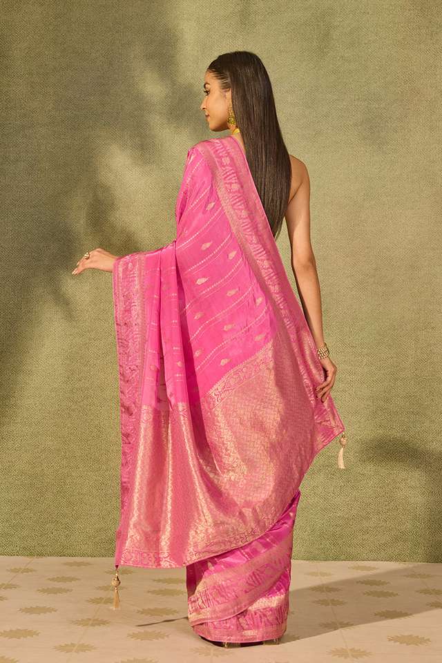 Pink Woven Pure Viscose Saree thumbnail image number null