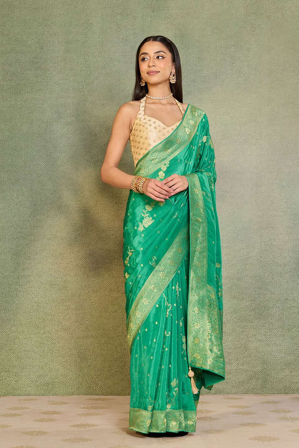 Green Woven Pure Viscose Saree