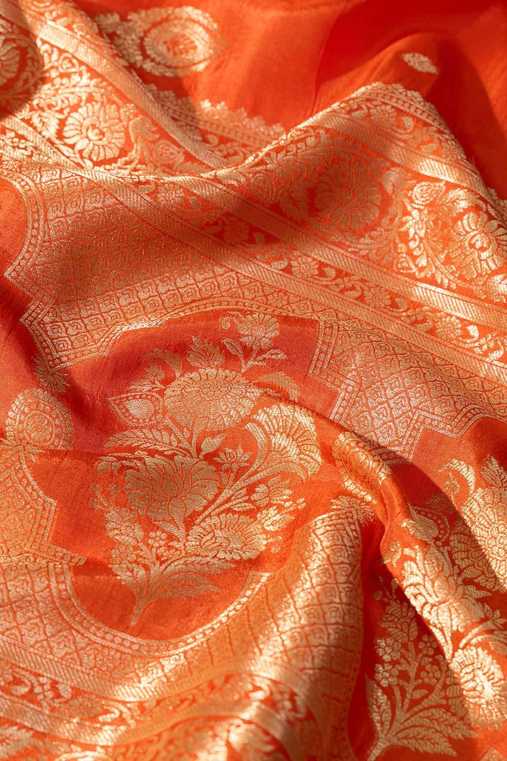 Orange Woven Pure Viscose Saree image number null