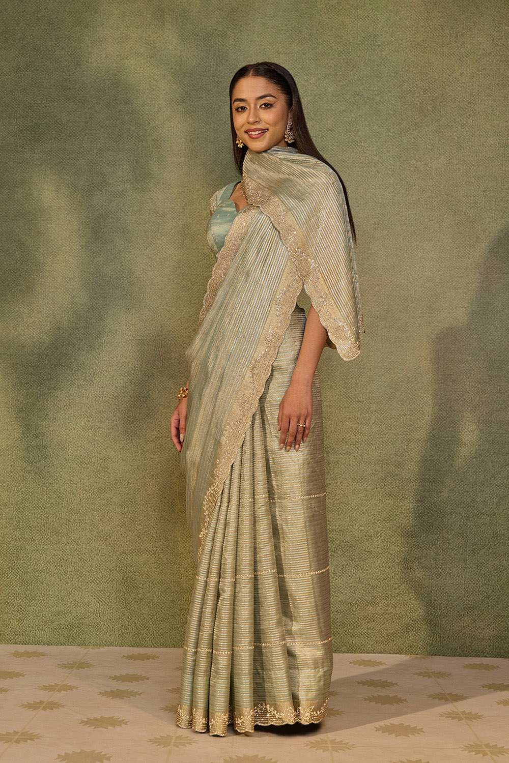 Light Blue Woven Viscose Tissue Saree image number null