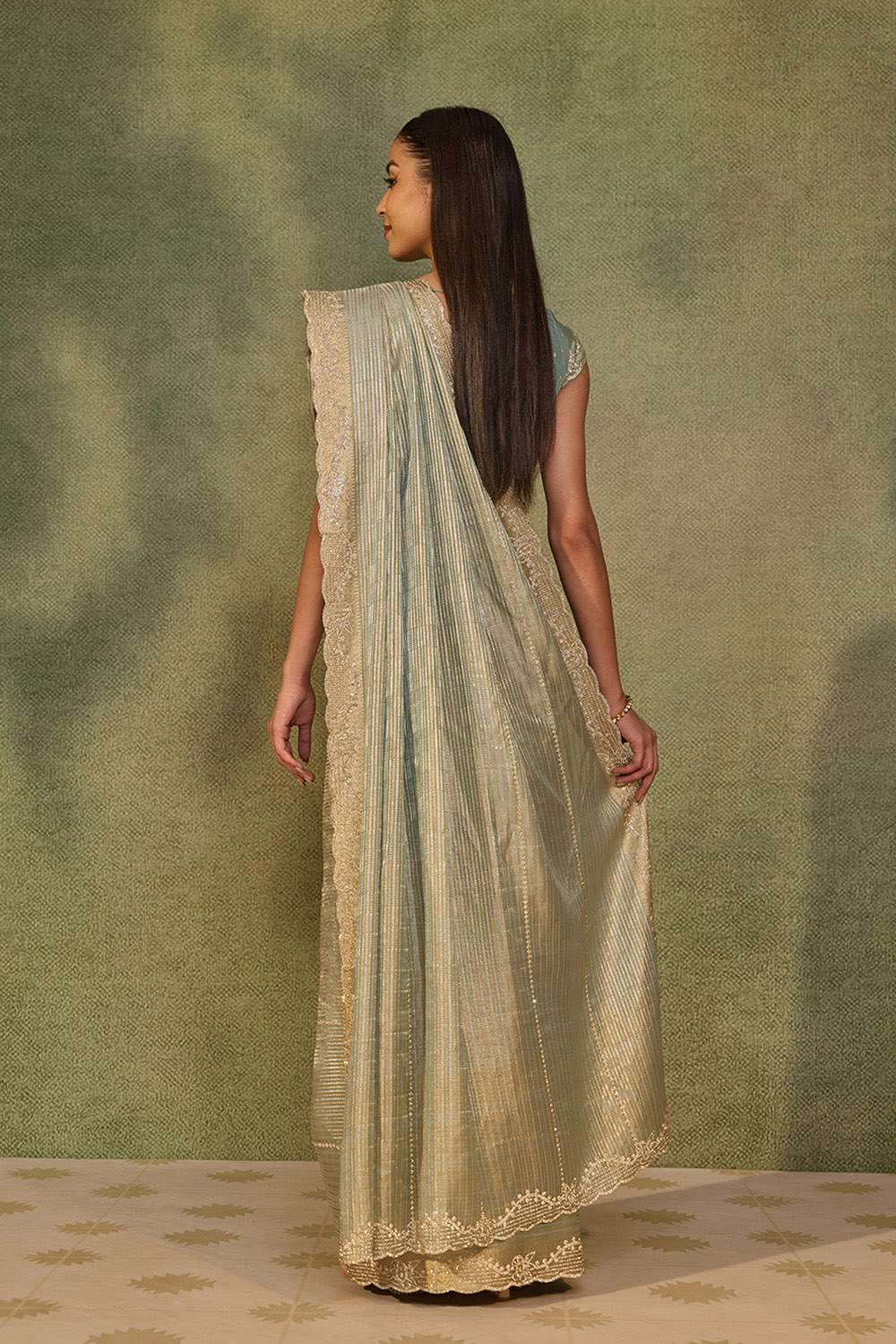 Light Blue Woven Viscose Tissue Saree image number null