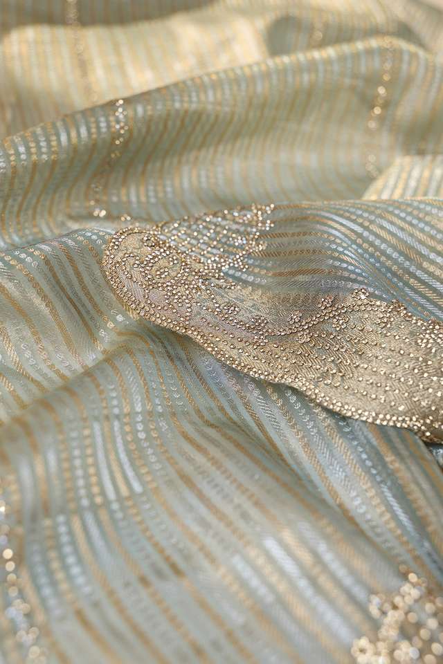 Light Blue Woven Viscose Tissue Saree thumbnail image number null