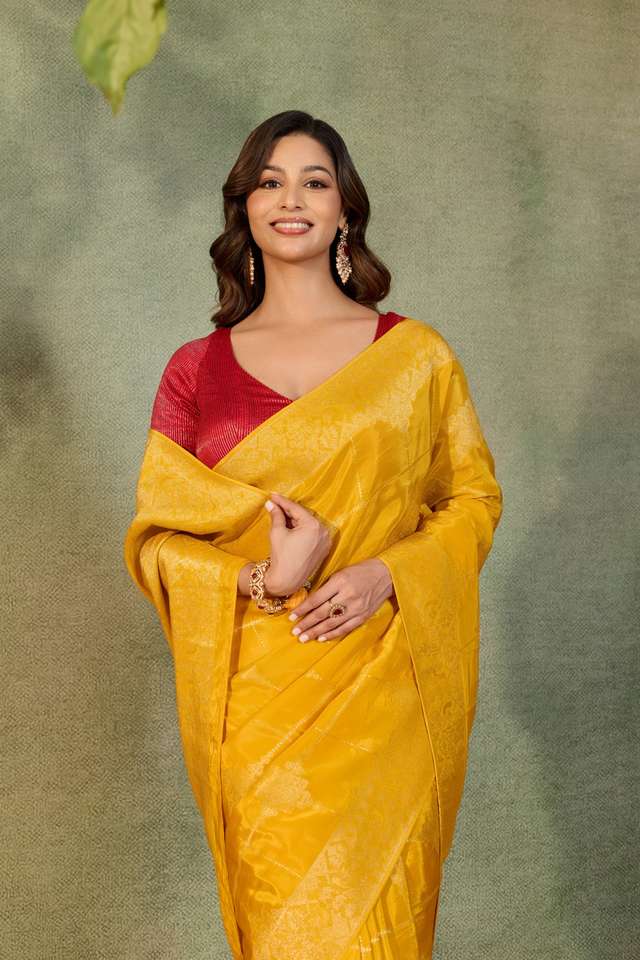 Yellow Woven Pure Viscose Saree thumbnail image number null