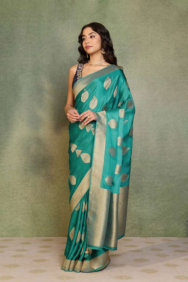 Blue Woven Pure Viscose Saree thumbnail image number null