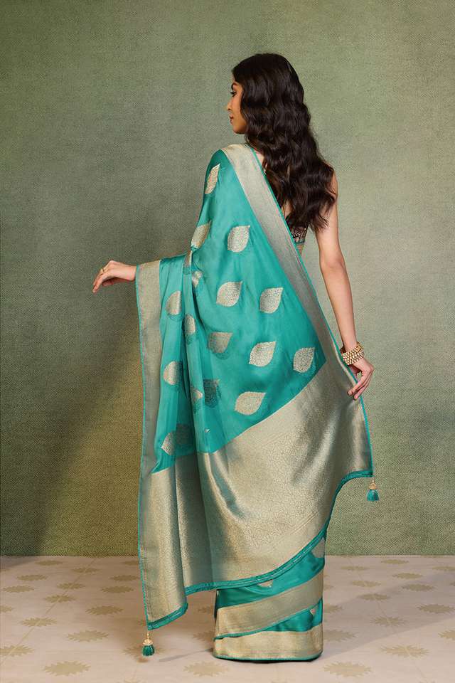 Blue Woven Pure Viscose Saree thumbnail image number null