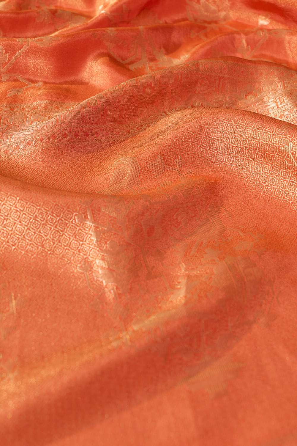 Orange Woven Viscose Tissue Saree image number null