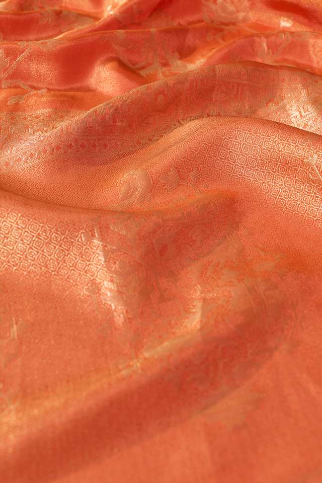 Orange Woven Viscose Tissue Saree thumbnail image number null