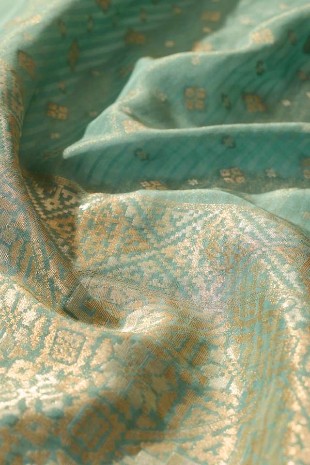 Light Blue Woven Viscose Tissue Saree thumbnail image number null