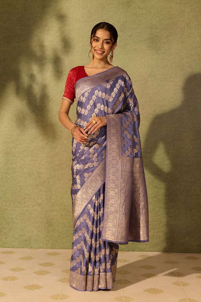 Blue Pure Viscose Woven Saree thumbnail image number null