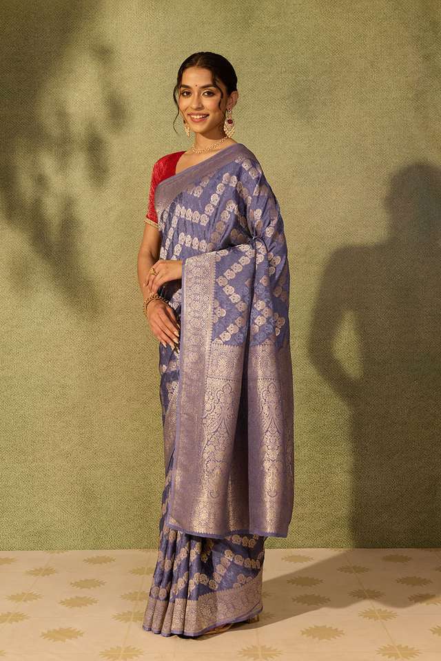 Blue Pure Viscose Woven Saree thumbnail image number null