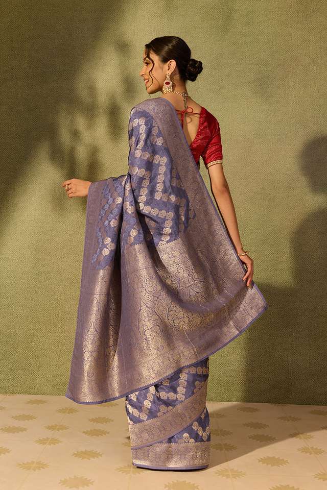 Blue Pure Viscose Woven Saree thumbnail image number null