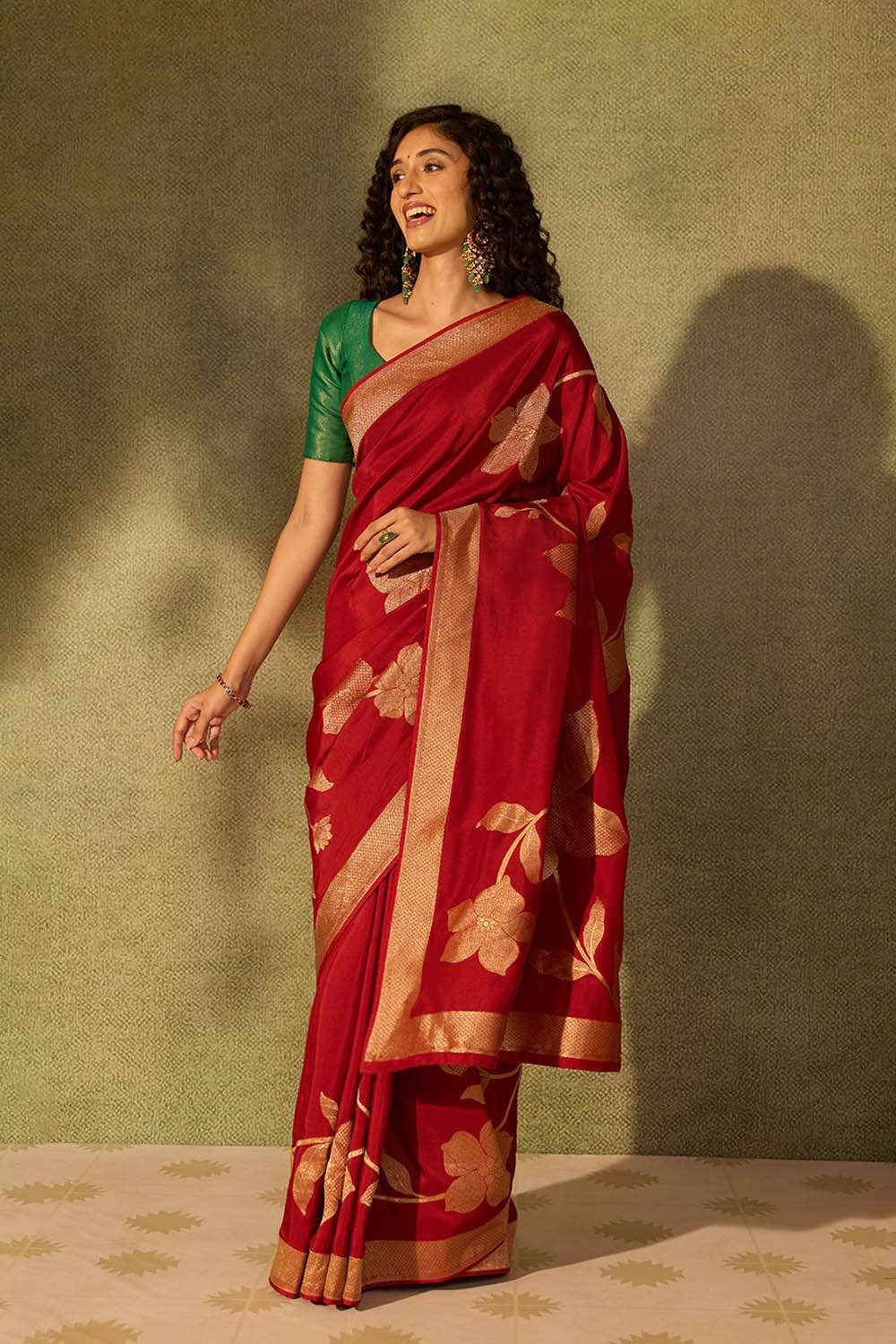 Dark Red Pure Viscose Woven Saree image number null